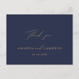 Romantic Guld Calligraphy Navy Blue Tack Vykort