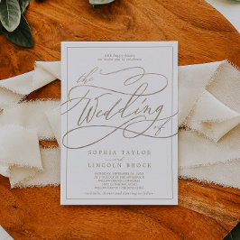 Romantic Guld Calligraphy | Ram Bröllop vid Inbjudningar