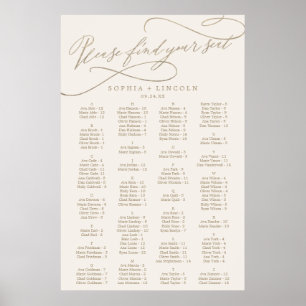 Romantic Guld Calligraphy Sätesdiagram för Elfen Poster