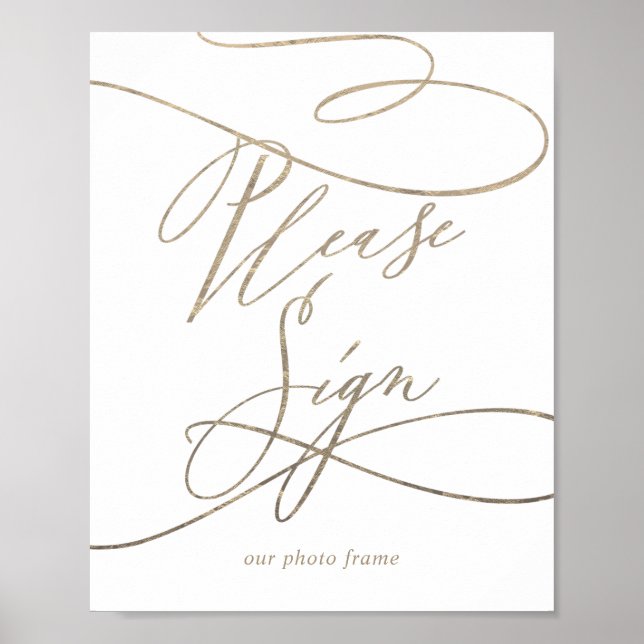 Romantic Guld Calligraphy, signera Poster (Framsidan)