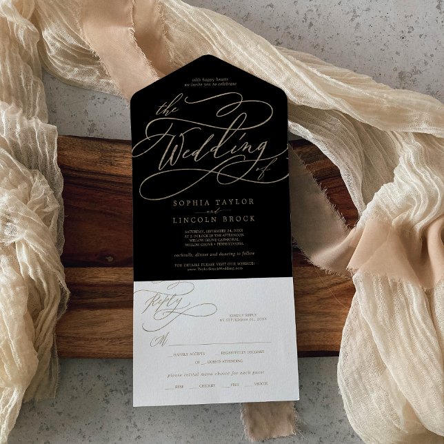 Romantic Guld Calligraphy | Svart Bröllop i A (Skapare uppladdad)