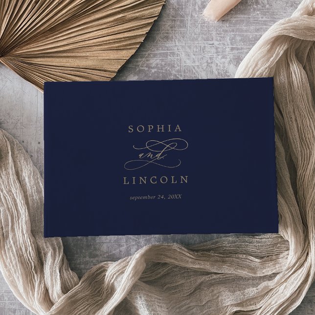 Romantic Guld Calligraphy | Tonfiskmonogram Bröllo Gästböcker (Skapare uppladdad)