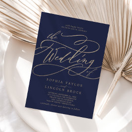 Romantic Guld Calligraphy | Tunga Bröllop Inbjudningar