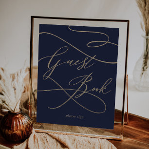 Romantic Guld Calligraphy Undertecknande av flot Poster