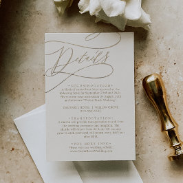 Romantic Guld Calligraphy | Uppgifter om Elfenbens Tilläggskort