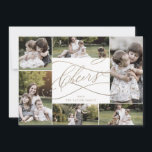 Romantic Guld Cheers New Years 7 Photo Family News Julkort<br><div class="desc">Det här romantiska guld bejakar nyårsjubileet 7 fotofamiljens nyhetskort är den enkla perfekten att Julhälsningar. Den moderna klassiska designen har finare-snurrar och vitaktiga blomningar med elegant elegant-handskriven faux champagne guld-folie-typografi. Anpassa kortet med 7 foton, din familj namn, första namn och året. Ta med ett år i recension eller i ett...</div>
