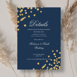 Romantic Guld Confetti Bröllop Information om mari Tilläggskort