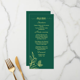 Romantic guld emerald grönt bröllop meny