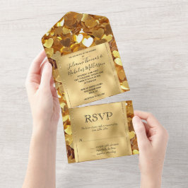 Romantic Guld Glam Hearts Bröllop
