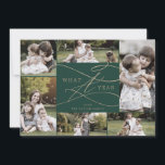 Romantic Guld Grönt Vilken fotofamilj för år 7 Julkort<br><div class="desc">Den här romantiska grönten i guld, som ett helgdag i fotofamiljen för år 7 är perfektens enkla Julhälsningar. Den moderna klassiska designen har finare-snurrar och vitaktiga blomningar med elegant elegant-handskriven faux champagne guld-folie-typografi. Anpassa kortet med 7 foton, din familj namn, första namn och året. Ta med ett år i recension...</div>