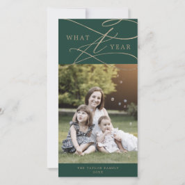 Romantic Guld Grönt What A Year Photo Family News Julkort
