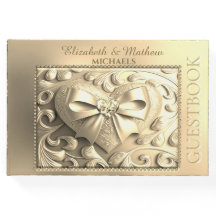 Romantic Guld Heart Satin Bow