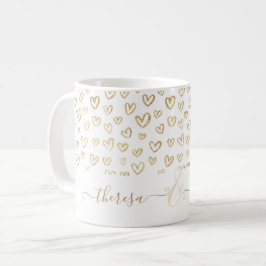 Romantic Guld Hearts Anpassningsbar med namnet kaf Kaffemugg