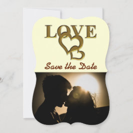 Romantic Guld Interlocking Hearts, Photo, Röd ros Inbjudningar