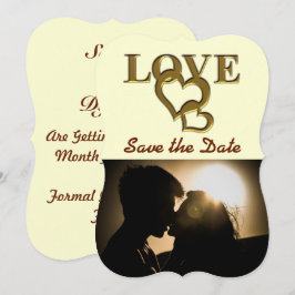 Romantic Guld Interlocking Hearts, Photo, Röd ros Inbjudningar