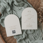 Romantic Guld Ivory Monogram QR Code Arch Bröllop Inbjudningar<br><div class="desc">Den romantiska bröllopsinbjudan för guld och elfenben i monogram QR-kod är perfekt för ett enkelt bröllop. Den moderna klassiska designen har finare-snurrar och vitaktiga blomningar med elegant elegant-handskriven faux champagne guld-folie-typografi. Spara papper genom att inkludera en QR-kod för gästen för att visa information, OSA eller båda. Obs! Den här designen...</div>