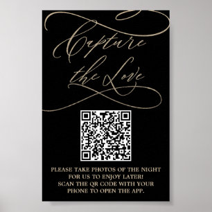 Romantic Guld och Black QR Code Capture the Kärlek Poster