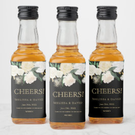 Romantic Guld och Black Winter Wedding Spritflaskor Etikett