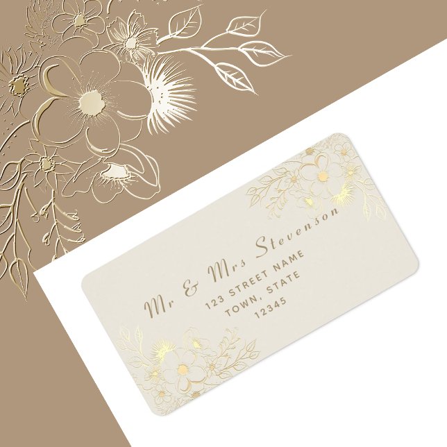 Romantic Guld Returadress Adressetikett (Skapare uppladdad)