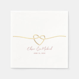 Romantic Guld Rope Heart Bröllop Pappersservett