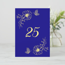 Romantic guld royal blue bordsnummer