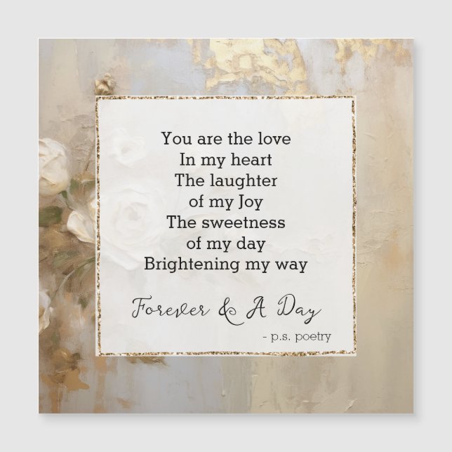 Romantic Guld Vit ros Forever Dikt (Framsida)