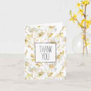 Romantic Guld White Blommigt Tack Kort