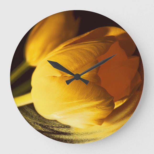 Romantic Gult Tulip Stor Klocka (Framsida)