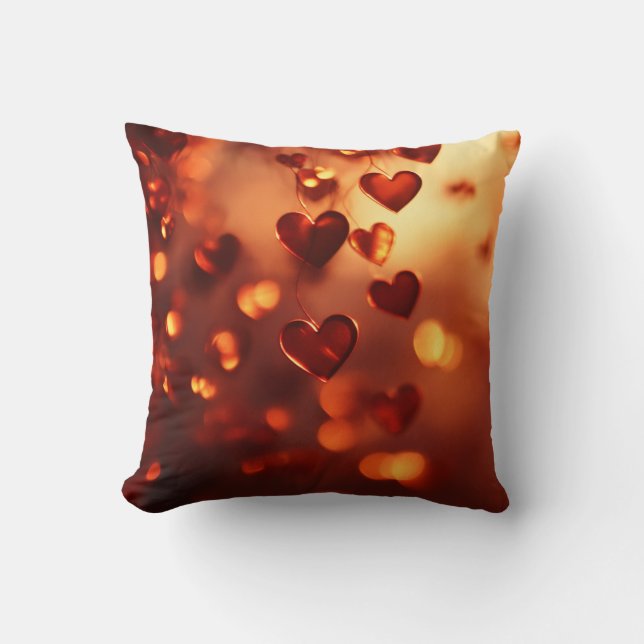 Romantic Hanging Hearts Cushion Kudde (Framsida)