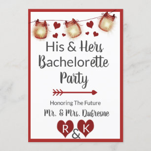 Romantic Hans & Hers Bachelorette Party-inbjudan Inbjudningar