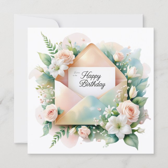 Romantic Happy birthday greeting card Julkort (Framsida)