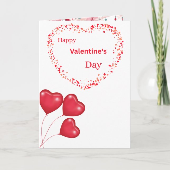 Romantic Happy Valentine's Day Card with Heart Des Kort (Framsida)