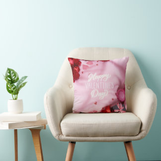 Romantic "Happy Valentine's Day" Rose  Kudde