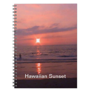 Romantic Hawaiian Sunset Ocean Beach Anteckningsbok Med Spiral