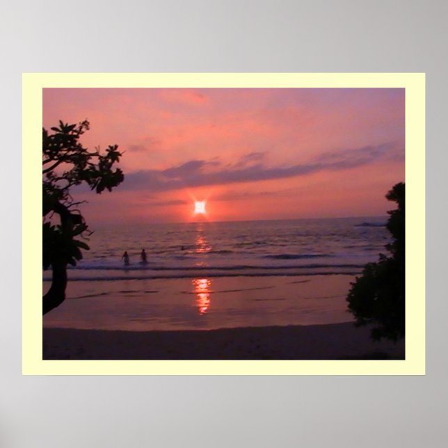Romantic Hawaiian Sunset Ocean Beach Poster (Framsidan)