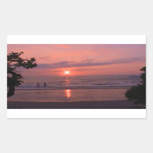 Romantic Hawaiian Sunset Ocean Beach Rektangulärt Klistermärke