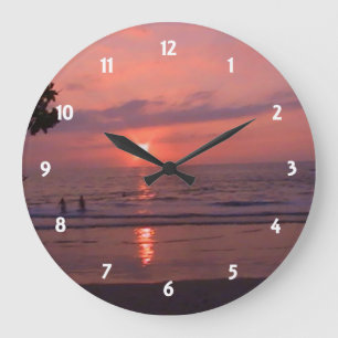 Romantic Hawaiian Sunset Ocean Beach Stor Klocka