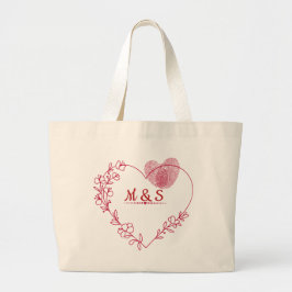 Romantic Heart Floral Tote Bag Jumbo Tygkasse
