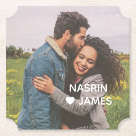 Romantic Heart Frame Custom Couple Photo Underlägg Papper