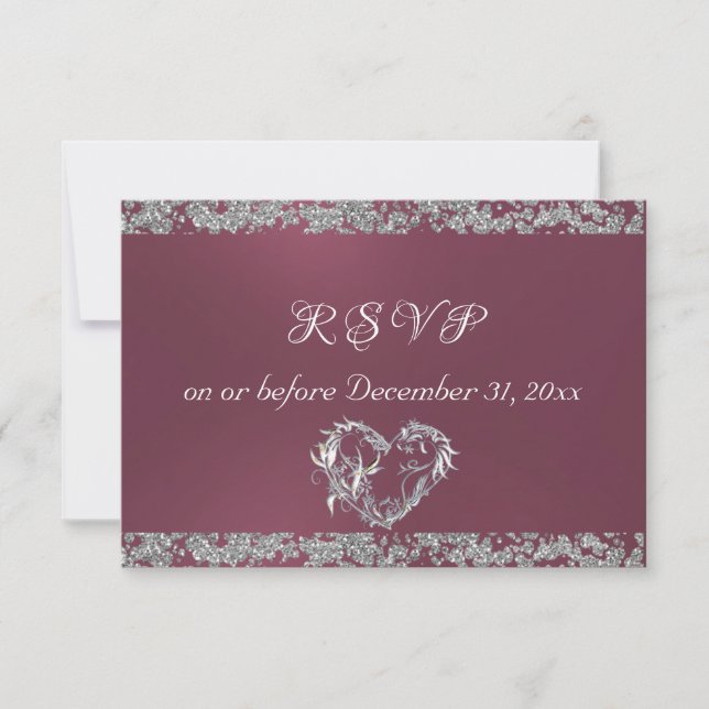 Romantic Heart & Glitter på Lavender OSA Kort (Framsida)