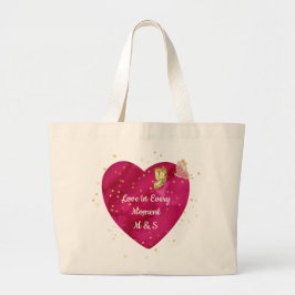 Romantic Heart & Golden Butterfly Valentine  Jumbo Tygkasse