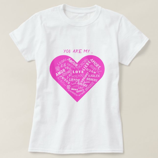Romantic Heart Kärlek Text T-Shirt (Design framsida)