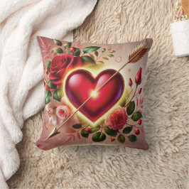Romantic Heart med Ro och Guld Kudde