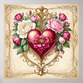 Romantic Heart och Ro Vintage Poster