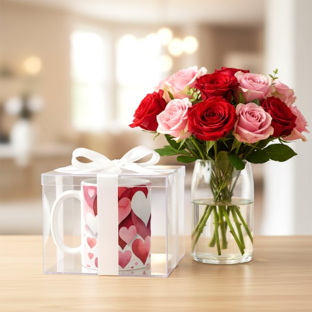 Romantic Heart Pattern Coffee Mug Kaffemugg (Skapare uppladdad)