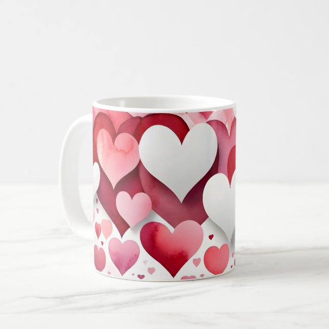 Romantic Heart Pattern Coffee Mug Kaffemugg (Framsida vänster)