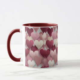 Romantic Heart Pattern Mug Pink & Red Love Coffee Mugg
