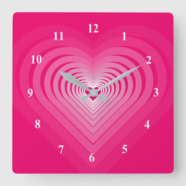 Romantic Heart Rosa Clock Fyrkantig Klocka (Framsida)