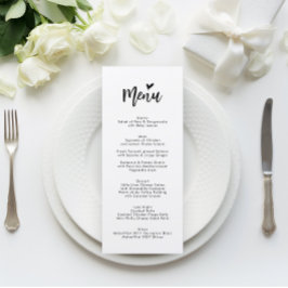 Romantic Heart Script Monogram Bröllop Menu Meny