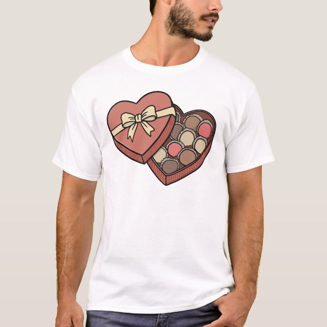 Romantic Heart-Shaped Chocolate Box Valentine  T Shirt (Framsida)
